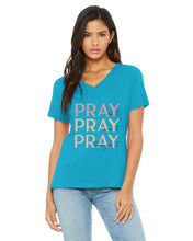 Load image into Gallery viewer, Pray On It Premium Ladies' Relaxed Jersey V-Neck T-Shirt | 6405