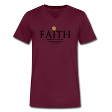 Load image into Gallery viewer, Faith-Blk-Men's V-Neck T-Shirt - maroon