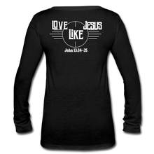 Load image into Gallery viewer, lOVE LIKE-Women’s Long Sleeve V-Neck Flowy Tee - black