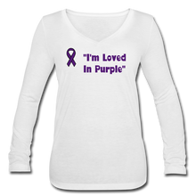 Load image into Gallery viewer, Loved-Women’s Long Sleeve V-Neck Flowy Tee - white