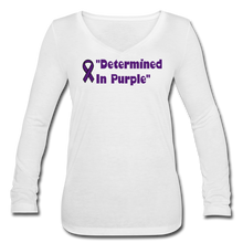 Load image into Gallery viewer, Determined-Women’s Long Sleeve V-Neck Flowy Tee - white