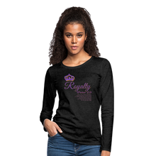 Load image into Gallery viewer, Royalty Velvet Print-Women's Premium Long Sleeve T-Shirt - charcoal gray