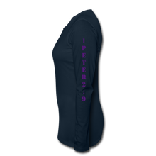 Load image into Gallery viewer, Royalty Velvet Print-Women's Premium Long Sleeve T-Shirt - deep navy