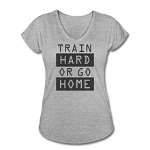 Load image into Gallery viewer, Train Hard-Women's Tri-Blend V-Neck T-Shirt - heather gray
