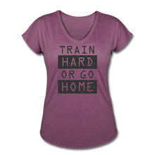 Load image into Gallery viewer, Train Hard-Women's Tri-Blend V-Neck T-Shirt - heather plum

