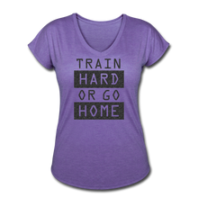 Load image into Gallery viewer, Train Hard-Women's Tri-Blend V-Neck T-Shirt - purple heather
