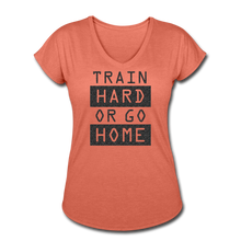 Load image into Gallery viewer, Train Hard-Women's Tri-Blend V-Neck T-Shirt - heather bronze
