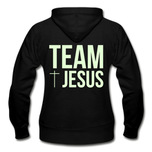 Load image into Gallery viewer, Glow In The Dark Team Jesus- Heavy Blend Women's Zip Hoodie - black

