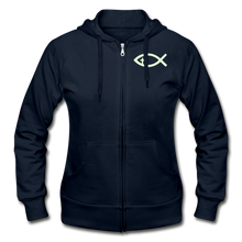 Load image into Gallery viewer, Glow In The Dark Team Jesus- Heavy Blend Women's Zip Hoodie - navy
