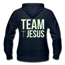 Load image into Gallery viewer, Glow In The Dark Team Jesus- Heavy Blend Women's Zip Hoodie - navy

