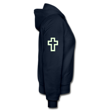 Load image into Gallery viewer, Glow In The Dark Team Jesus- Heavy Blend Women's Zip Hoodie - navy
