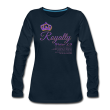 Load image into Gallery viewer, Royalty Velvet Print-Women's Premium Long Sleeve T-Shirt - deep navy
