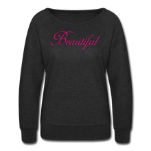 Load image into Gallery viewer, Beautiful- Glitter Print Women’s Crewneck Sweatshirt - heather black
